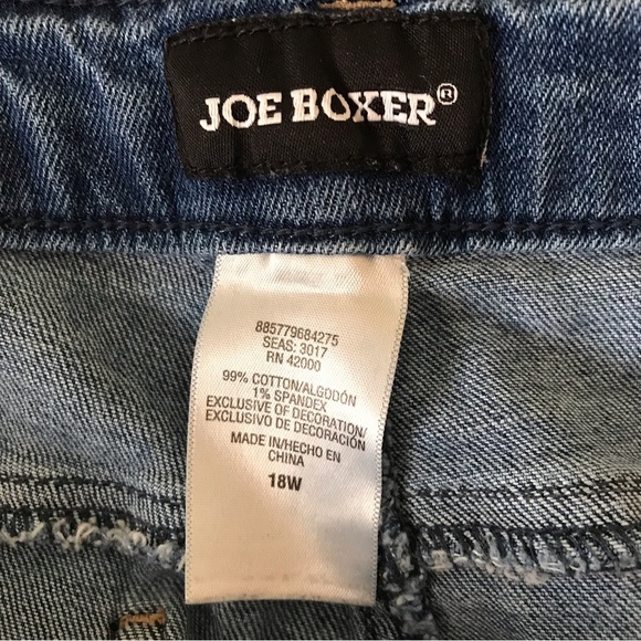 Joe Boxer Denim Blue Stretchy Distressed Jeans, 18W - Picture 7 of 8